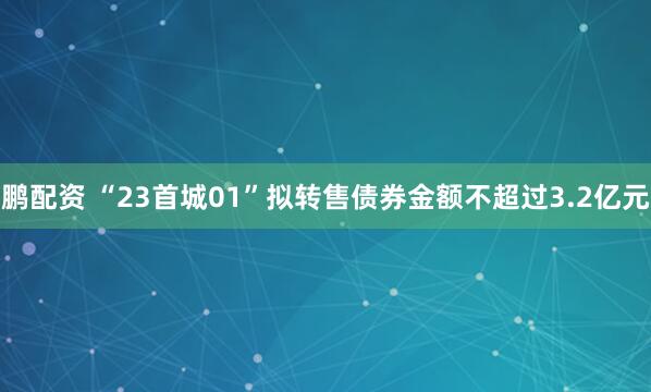 鹏配资 “23首城01”拟转售债券金额不超过3.2亿元